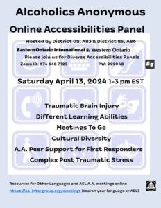 Alcoholics Anonymous
Online Accessibilities Panel